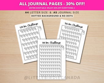Running Challenge - PRINTABLE Journal Page - Printable Running Tracker - Running Kilometre Challenge - 100 km - 365 km - Fitness Challenge