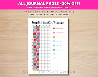 Mental Health Tracker - PRINTABLE Journal Page - Track Mental Health - Habit Tracker - Anxiety Tracker - Depression Tracker - Track Symptoms