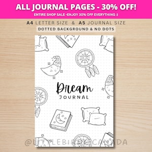 Página de título del diario de sueños - Página de diario IMPRIMIBLE - Diario del sueño - Registro de sueños - Planificador de sueños - Registro del sueño - Rastreador de sueño - Rastreador de sueños
