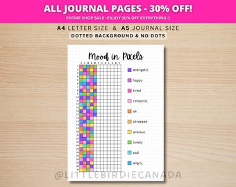 Mood in Pixels - PRINTABLE Journal Page - Planner Page - Daily Feelings Tracker - Daily Mood Tracker - Monthly Tracker - Daily Rating