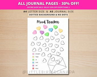 Heart Mood Tracker - PRINTABLE Journal Page - Planner Page - Feelings Tracker - Track Mood - Journal Template - Candy Hearts Mood Tracker