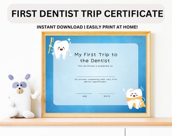 My First Dentist Certificate First Trip To The Dentist Award Milestone Marker First Tooth Award First Tooth Certificate Dentist Visit Award