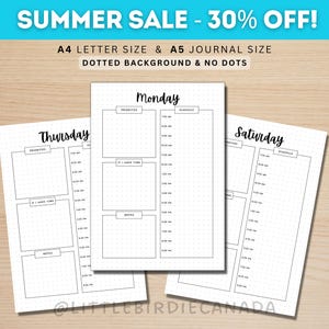 Daily Planner Pages - Daily Agenda Pages - PRINTABLE Journal Page - Planner Page - Daily Schedule - Weekly Journal Pages - Weekly Planner