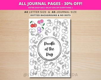 Cherry Doodle Of The Day - PRINTABLE Journal Page - Planner Page - Drawing Page - Drawing Journal Page - Doodle Challenge - Daily Doodle