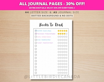 Books To Read List - TBR List - PRINTABLE Journal Page - Book Journal - Book Tracker - Reading Tracker - Planner Page - To Be Read List