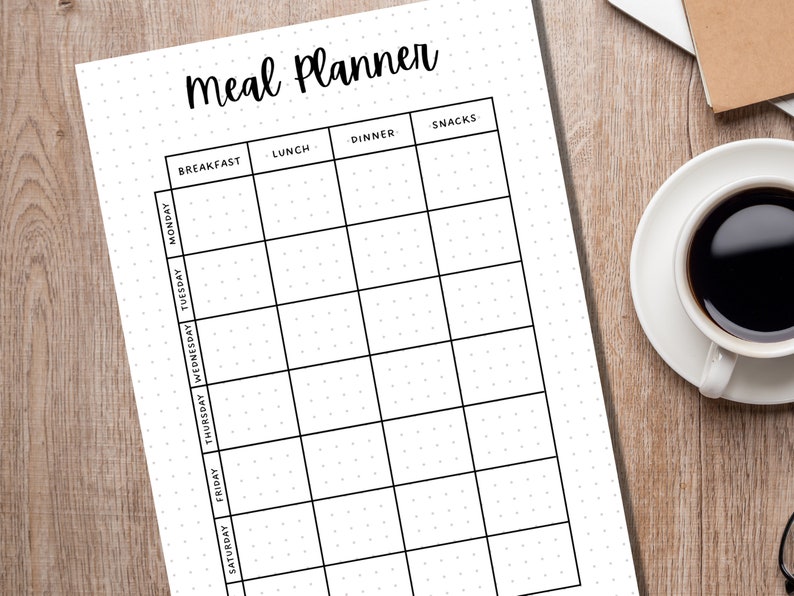 Meal Planner - PRINTABLE Journal Page - Planner Page - Printable Meal Plan Template - Food Journal - Food Log - Food Tracker - Food Diary image 7
