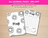 May Title Page - Flower - May Calendar - PRINTABLE Calendar - Journal Title Page and Calendar Set - May Cover Page