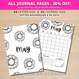 May Title Page - Flower - May Calendar - PRINTABLE Calendar - Journal Title Page and Calendar Set - May Cover Page image 1