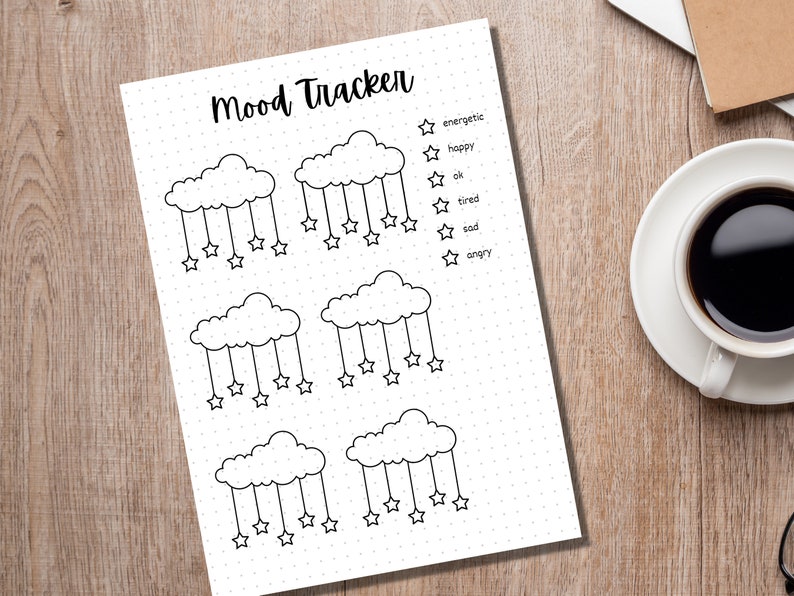 Cloud and Stars Mood Tracker - PRINTABLE Journal Page - Planner Page ...