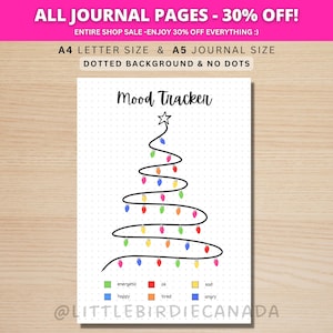 Christmas Tree Mood Tracker - PRINTABLE Journal Page - Planner Page - Feeling Tracker - Daily Mood Tracker - Track Mood - Journal Template