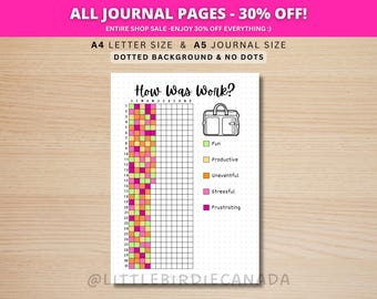 How Was Work Tracker - PRINTABLE Journal Page - Planner Page - Yearly Tracker - Track Work - Work Tracker - Mood Tracker - Feelings Tracker