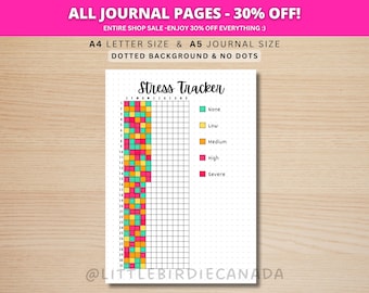 Stress Tracker - PRINTABLE Journal Page - Habit Tracker - Anxiety Journal - Anxiety Tracker - Mood Tracker - Track Stress - Planner Page
