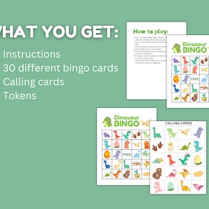 Printable Bingo Game for Kids Dinosaur Activity Printable Activity for ...