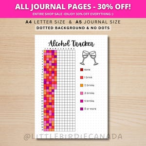 Alcohol Tracker Yearly - PRINTABLE Journal Page - Planner Page - Yearly Tracker - Track Alcohol - Track Drinking - Wine Tracker - Track Beer