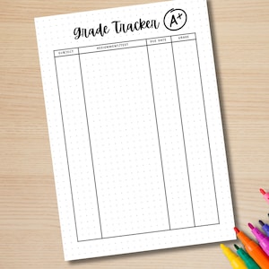 Grade Tracker - PRINTABLE Journal Page - Student Journal - Student ...