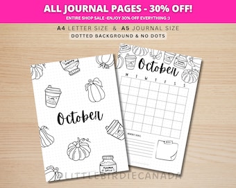 October Title Page - Pumpkin Spice Latte - October Calendar - PRINTABLE Calendar - Journal Title Page and Calendar Set - October Cover Page