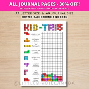 Kids Chore Tracker - PRINTABLE Journal Page - Kids Chore Game - Fun Habit Tracker - Kids Chores - Kids Activity - Fun Chore Tracker