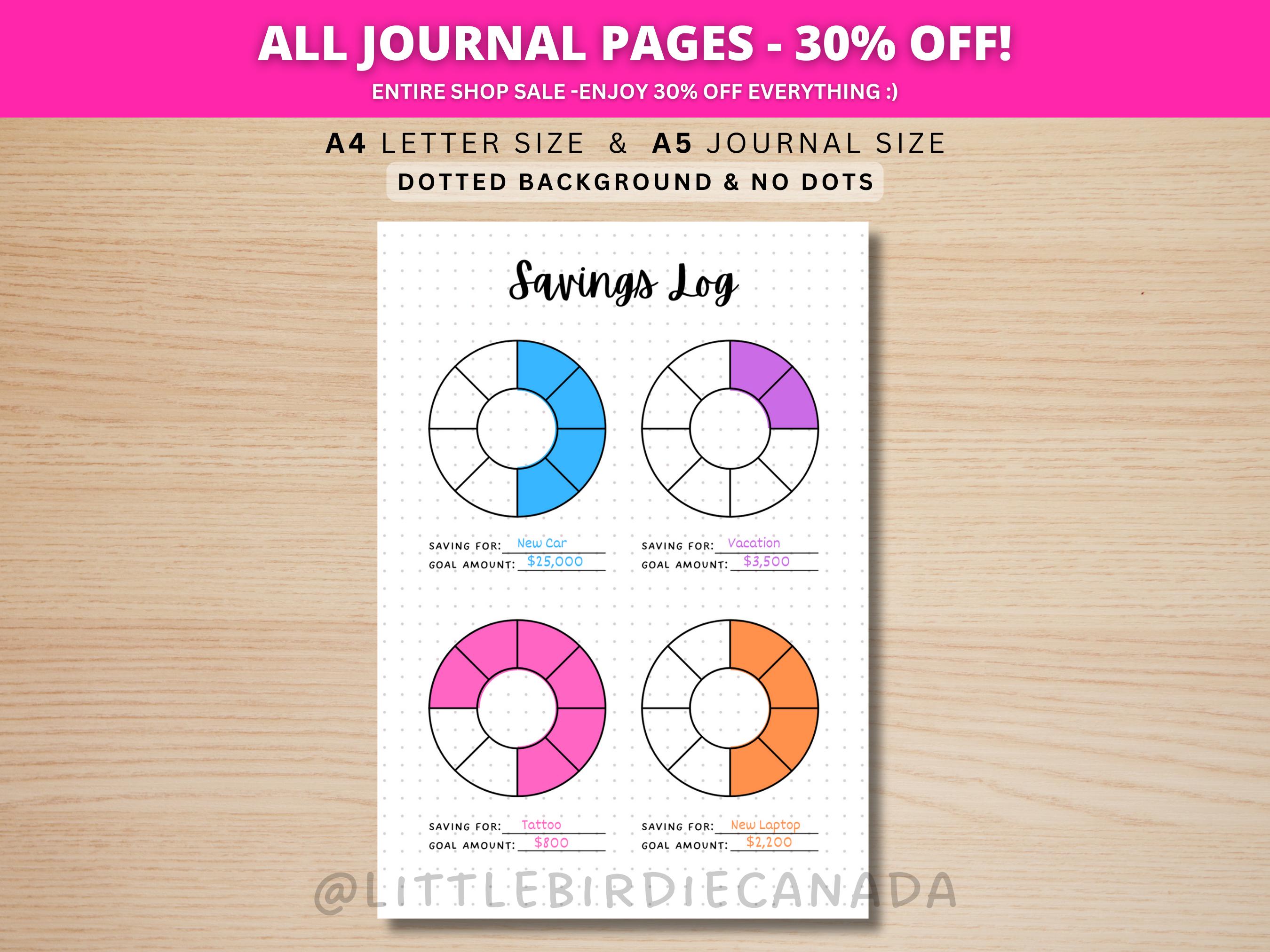 Savings Log - PRINTABLE Journal Page - Savings Tracker - Saving Game ...