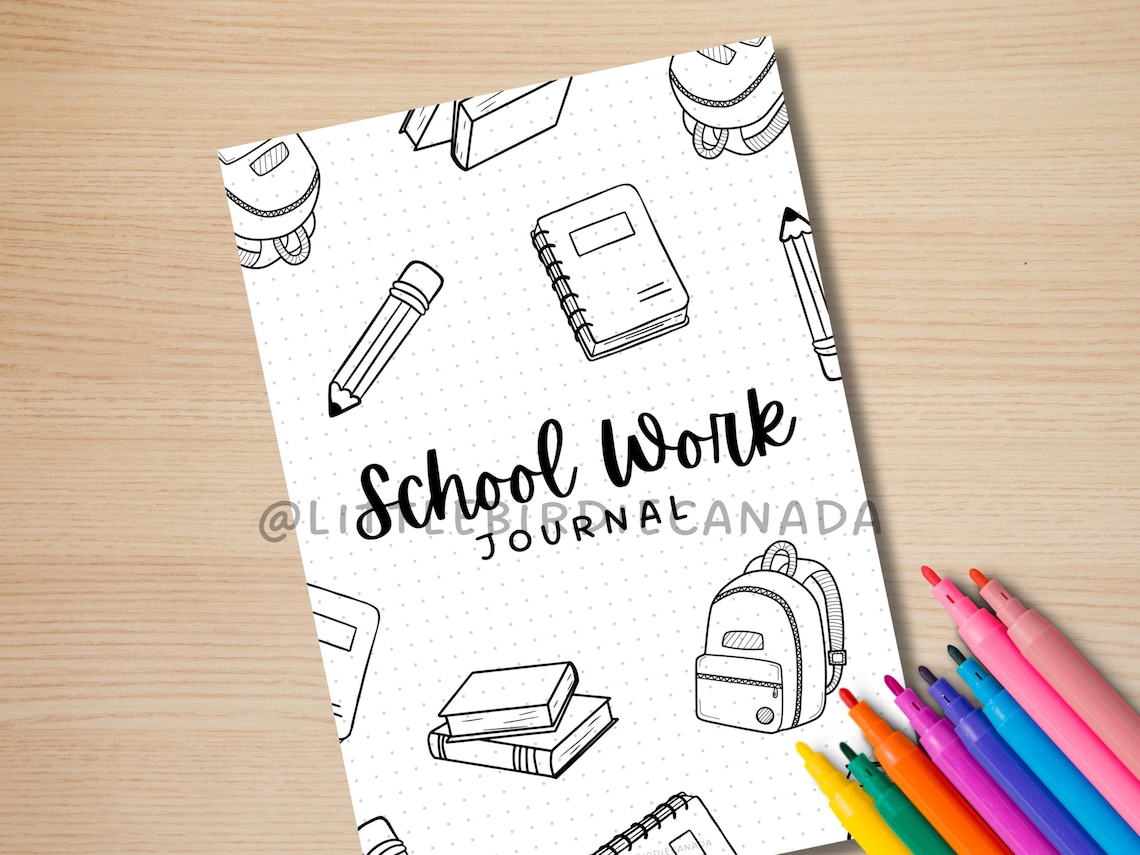 School Work Journal Title Page - PRINTABLE Journal Page - School Work ...
