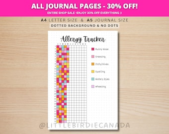 Allergy Tracker - PRINTABLE Journal Page - Track Allergy Symptoms - Symptom Tracker - Allergy Log - Printable Planner Page - Allergy Monitor