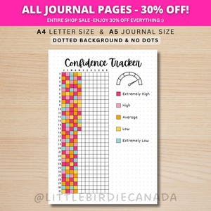 Confidence Tracker - PRINTABLE Journal Page - Planner Page - Track Confidence - Self Esteem Tracker - Wellness Journal - Rate My Day