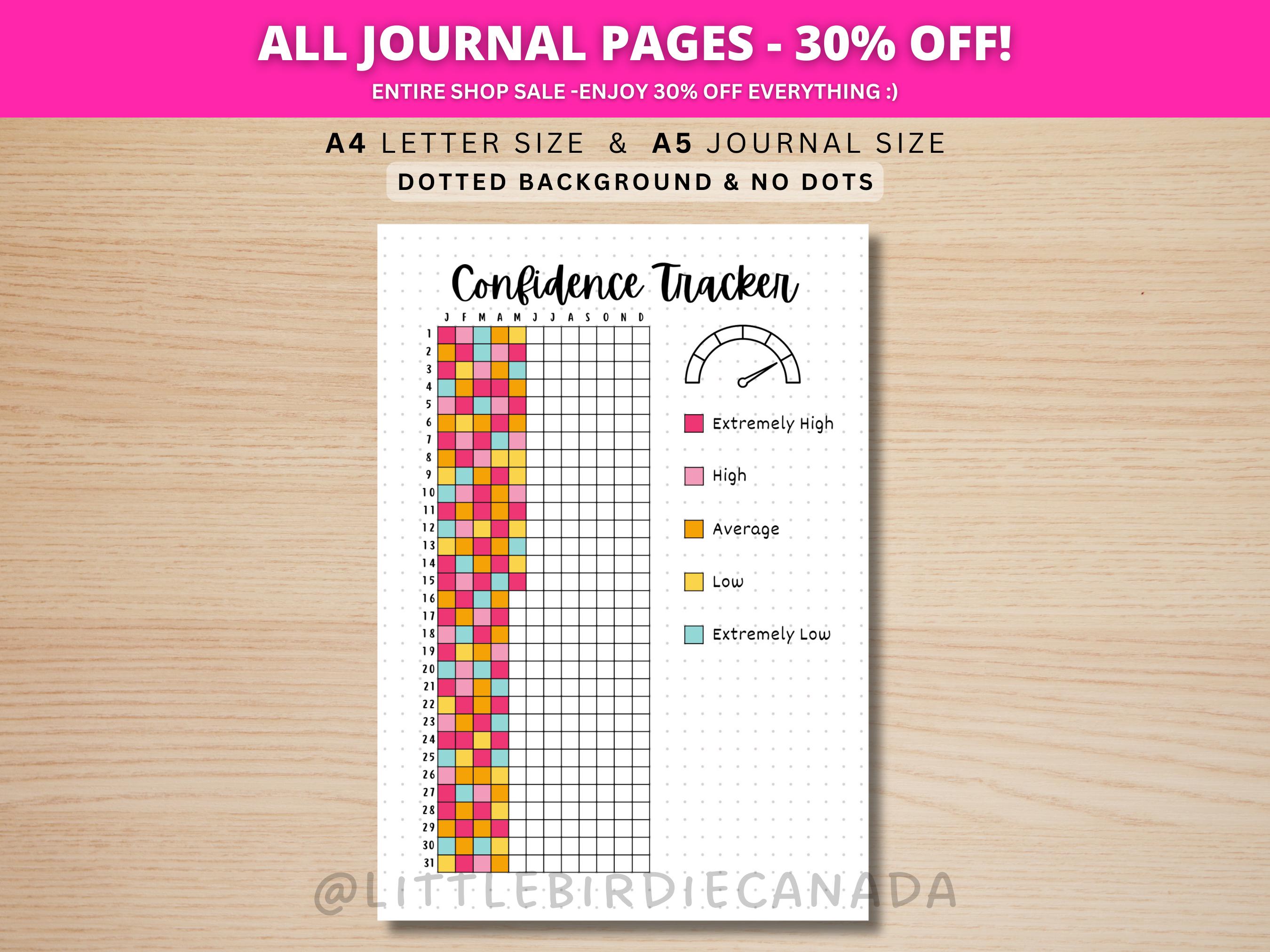 Confidence Tracker - PRINTABLE Journal Page - Planner Page - Track ...