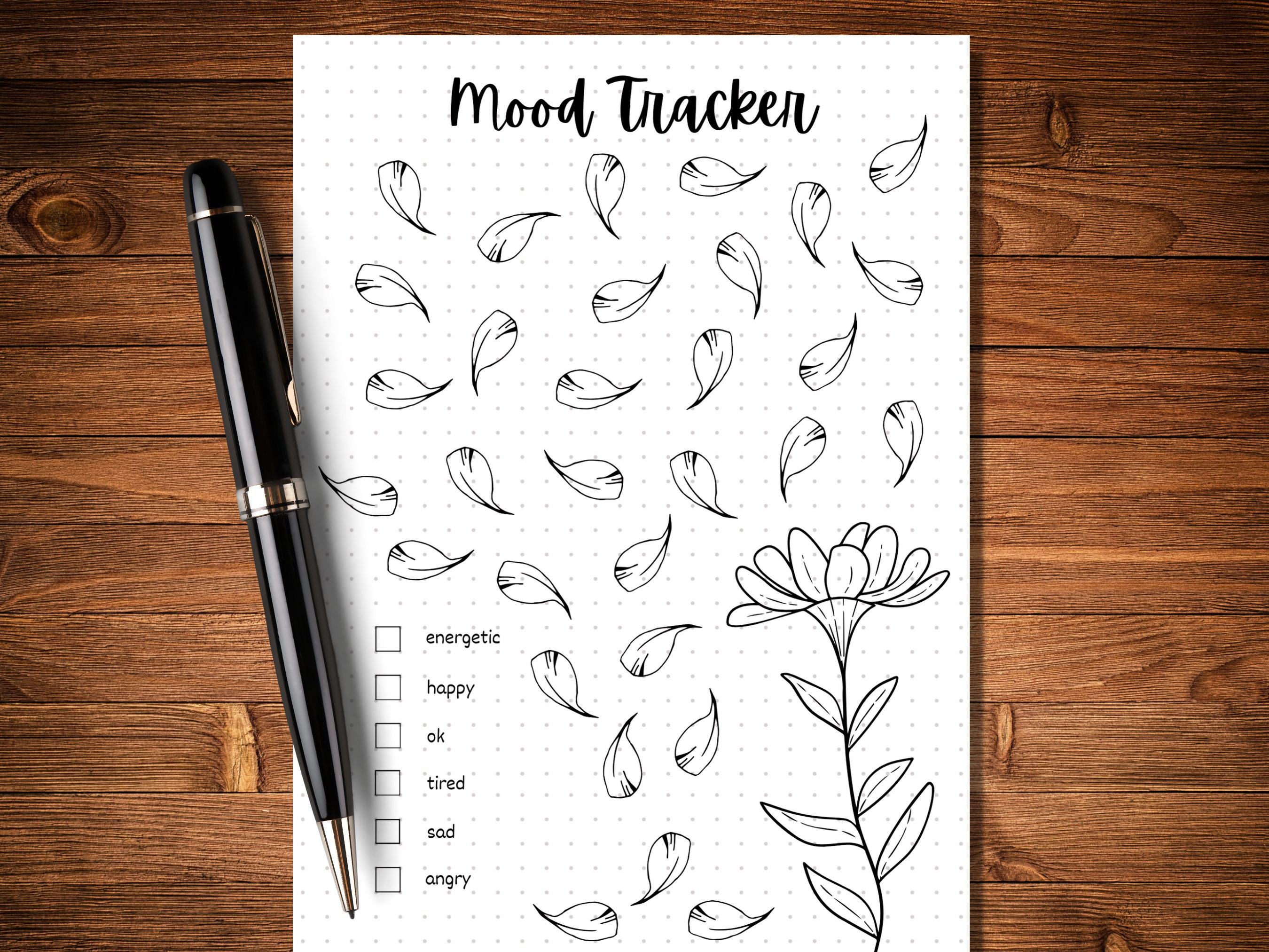 Flower Mood Tracker - PRINTABLE Journal Page - Planner Page - Feelings ...