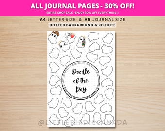 Ghost Doodle Of The Day - PRINTABLE Journal Page - Planner Page - Drawing Page - Drawing Journal Page - Doodle Challenge - Daily Doodle