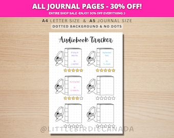 Audiobook Tracker - PRINTABLE Journal Page - Planner Page - Audiobook Reading Log - Reading Tracker - Reading Journal Page - Audiobook Log