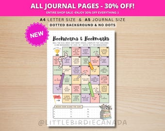 Bookworms and Bookmarks - PRINTABLE Journal Page - Reading Challenge - Book Challenge - Reading Journal - Reading Game - Reading Planner