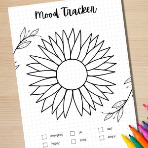 Sunflower Mood Tracker - PRINTABLE Journal Page - Planner Page ...