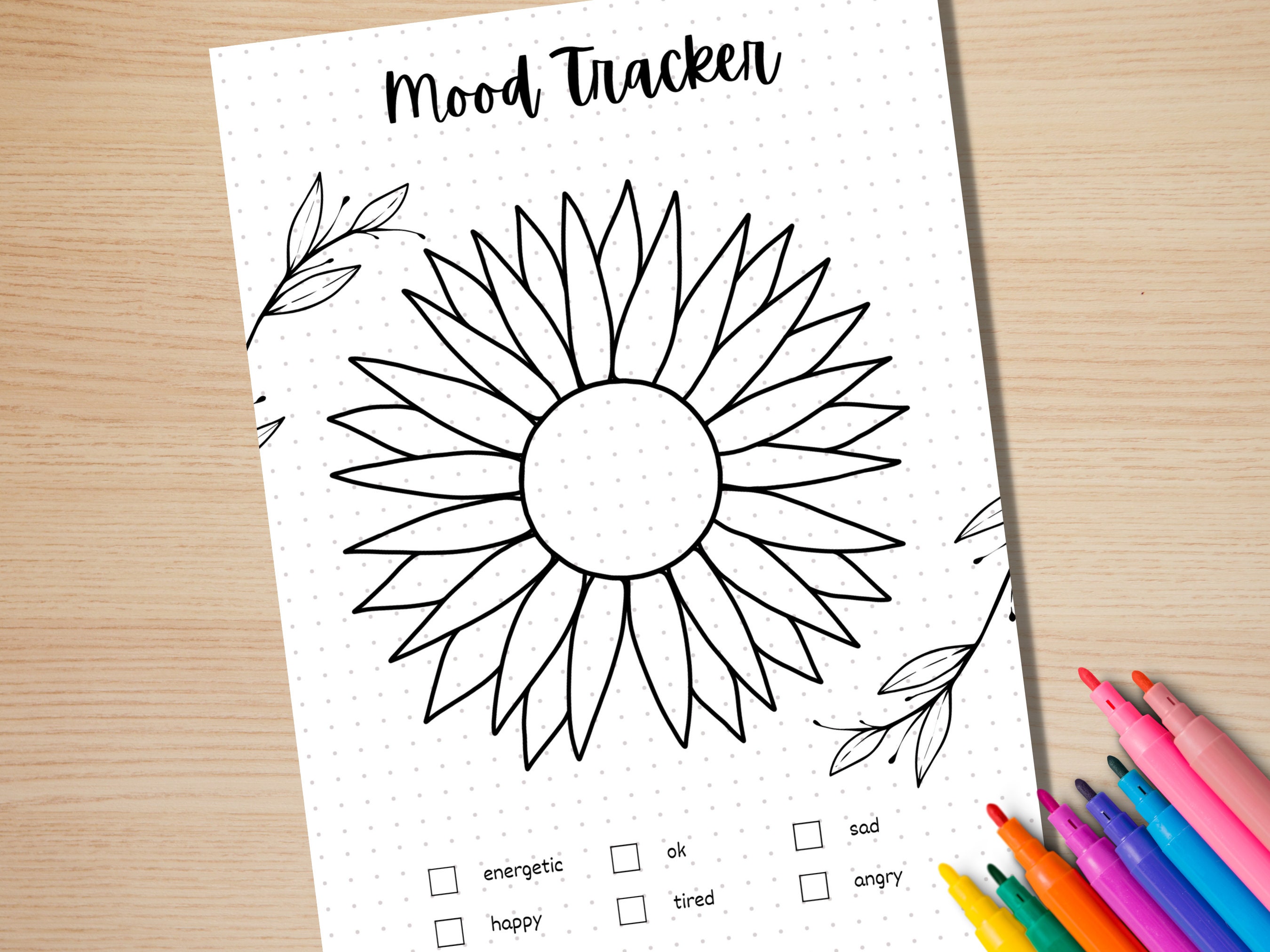 Sunflower Mood Tracker - PRINTABLE Journal Page - Planner Page ...