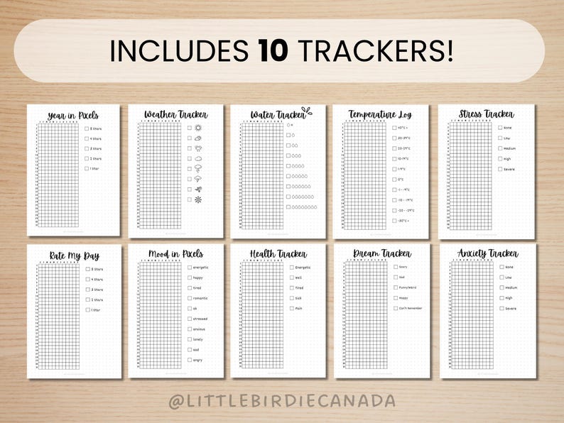 Yearly Trackers Bundle - PRINTABLE Journal Pages - Digital Planner ...