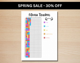 Fitness Tracker - A5 Journal Page - PRINTABLE Tracker - Exercise Tracker - Yearly Tracker - Health Tracker - Workout Tracker - Activity Log