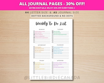 Weekly To Do List - PRINTABLE Journal Page - Planner Page - Weekly Check List - Printable Reminder - Weekly Reminder - Daily Reminder