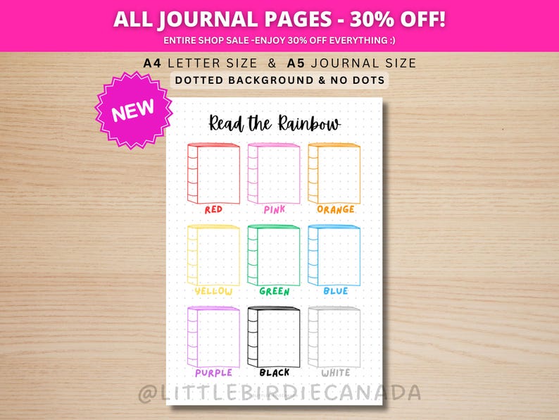 Read the Rainbow - PRINTABLE Journal Page - Reading Challenge - Book ...