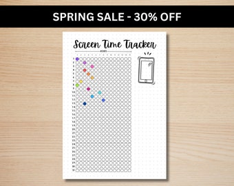 Screen Time Tracker Monthly - A5 Journal Page - PRINTABLE Tracker - Monthly Tracker - Habit Tracker - Phone Tracker - Screen Time Log