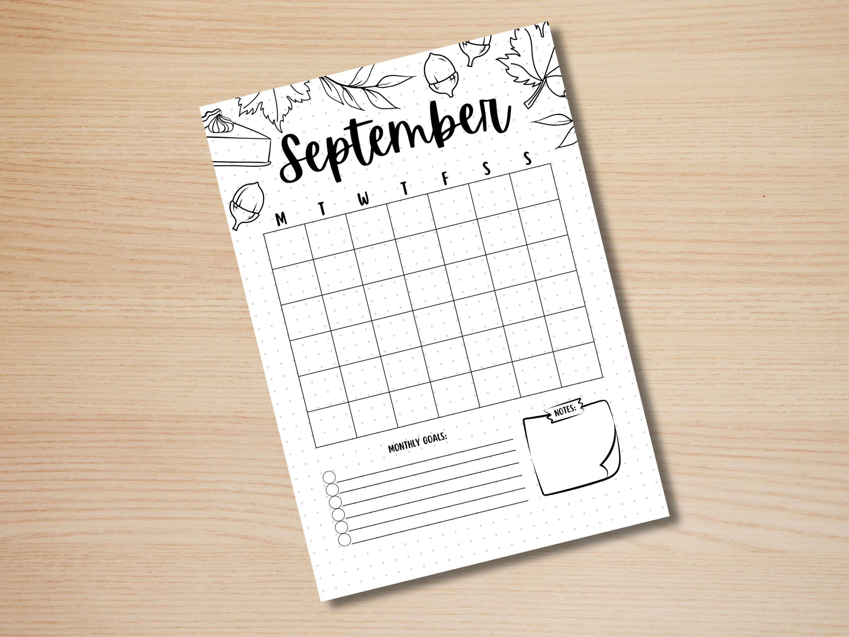 septemberページ September Title Page - Autumn - September Calendar - PRINTABLE