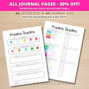 Marker Tracker - PRINTABLE Journal Page - Planner Page - Journal Color Tracker - Journal Colour Tracker - Track Page Colors - Color Swatch