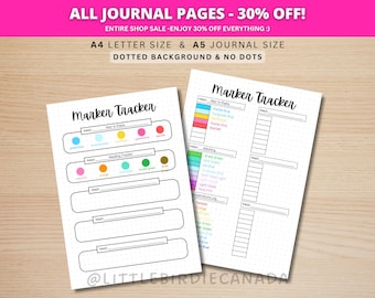 Marker Tracker - PRINTABLE Journal Page - Planner Page - Journal Color Tracker - Journal Colour Tracker - Track Page Colors - Color Swatch