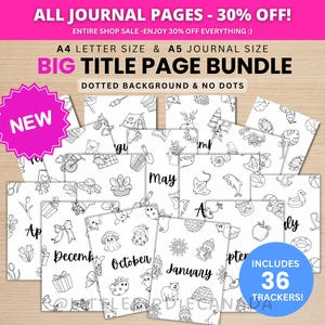 BIG Title Page Bundle - PRINTABLE Journal Pages - Digital Planner Pages - A5 & A4 Size - Digital Download - 36 Cover Pages