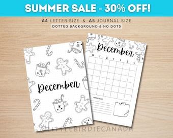 December Title Page - Gingerbread Cookies - December Calendar - PRINTABLE Calendar - Journal Title Page and Calendar - December Cover Page