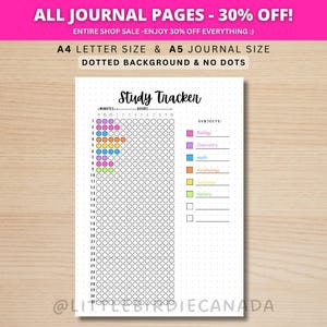 Suivi des études - Page de journal à imprimer - Journal de l'élève - Page de l'agenda étudiant - Agenda étudiant - Liste d'étude mensuelle - Guide d'étude