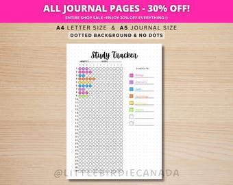 Study Tracker - PRINTABLE Journal Page - Student Journal - Student Planner Page - Student Agenda - Monthly Study List - Study Guide