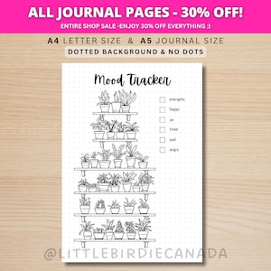 Plant Mood Tracker - PRINTABLE Journal Page - Planner Page - Feeling Tracker - Emotion Tracker - Journal Template - Succulent Mood Tracker