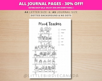 Plant Mood Tracker - PRINTABLE Journal Page - Planner Page - Feeling Tracker - Emotion Tracker - Journal Template - Succulent Mood Tracker