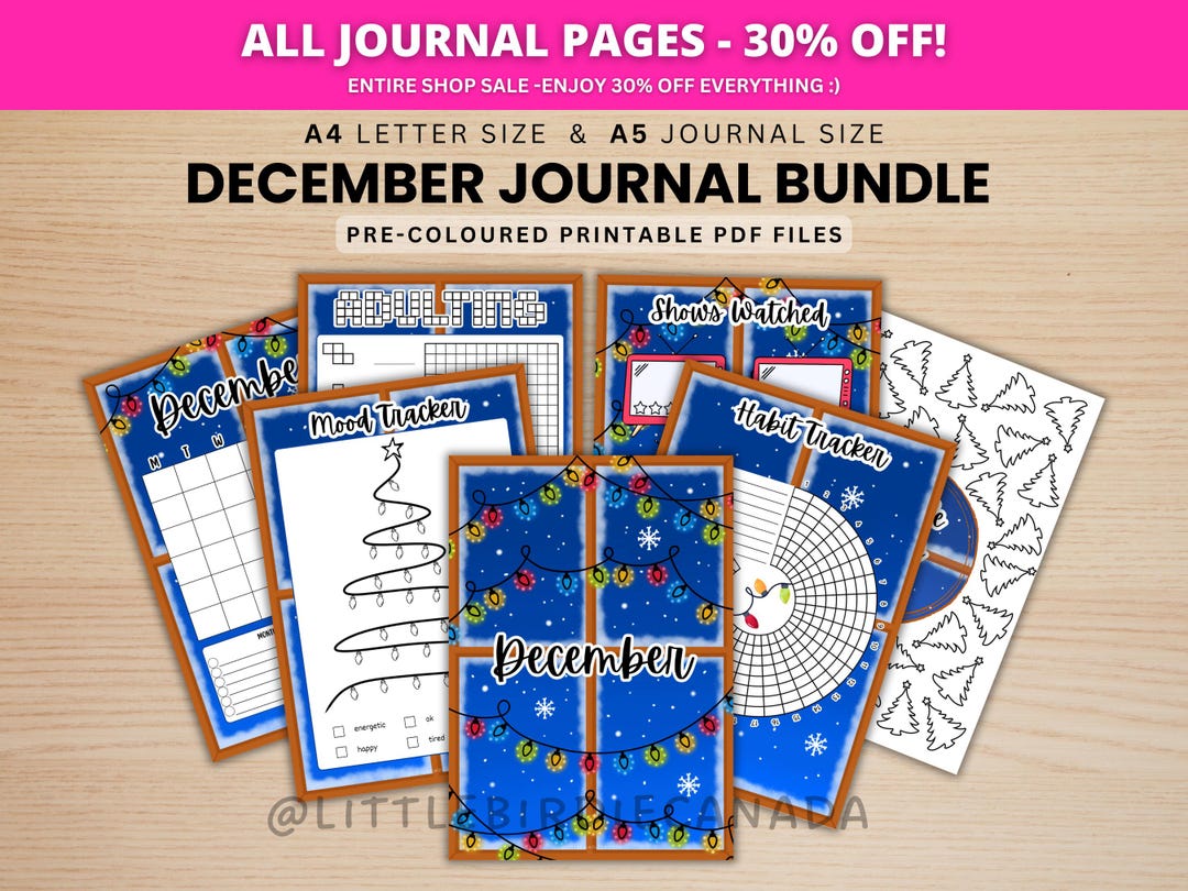 December Journal Bundle - Christmas Lights - PRINTABLE Journal Pages ...