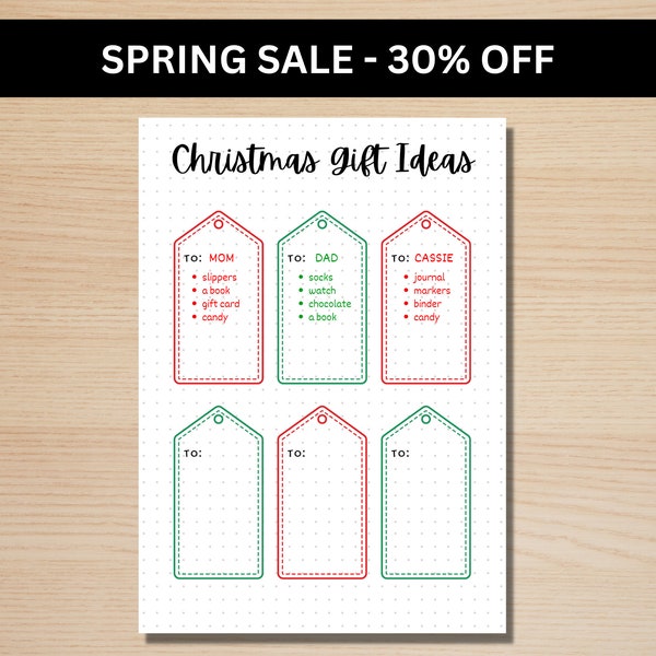 Christmas Gift List - Christmas Journal Page - A5 Journal Page - PRINTABLE Tracker - Christmas Gift Ideas - Christmas Planner - Planner Page