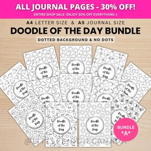 Doodle van de dag-bundel - BUNDEL A - AFDRUKBARE dagboekpagina's - Digitale plannerpagina's - A5- en A4-formaat - voordeelpakket