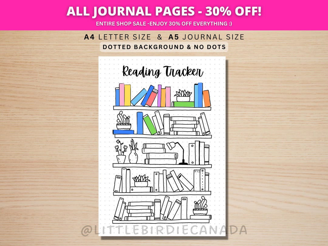 Bookshelf Reading Tracker - PRINTABLE Journal Page - Reading Log - Book ...